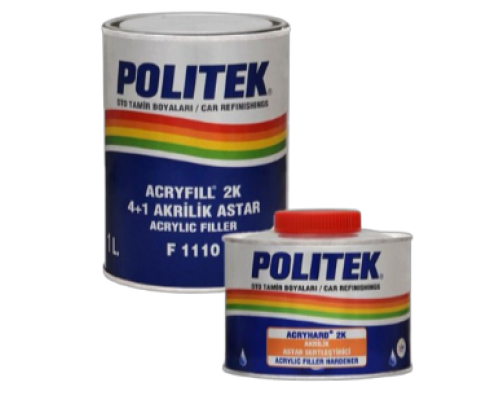 POLITEK Акриловая шпаклевка ACRYFILL 2K 4+1  и ОТВЕРДИТЕЛЬ ДЛЯ АКРИЛОВОЙ ГРУНТОВКИ 1л+0,25л